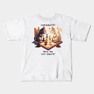 Checkmate? More like 'Cat-Emate' Kids T-Shirt